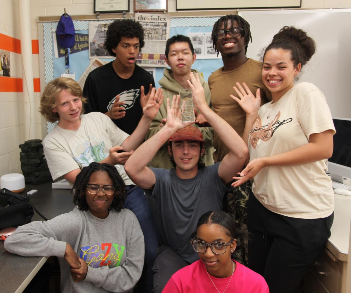 Cultivator students pose with their Student Production Award from the National Academy of Television Arts and Sciences.